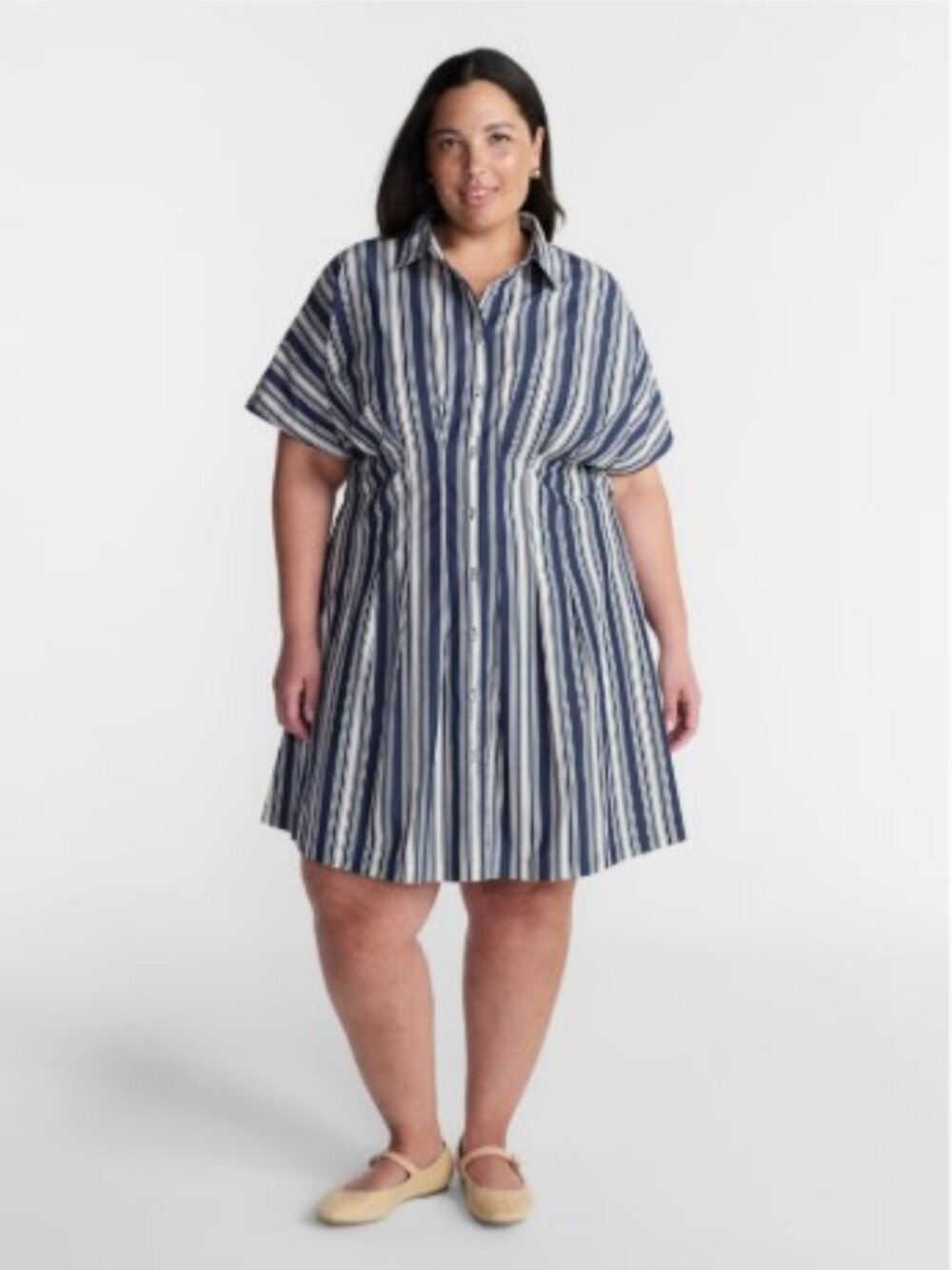 Terra & Sky Women's Plus Mini Fit And Flare Shirt Dress , Sizes 2X
